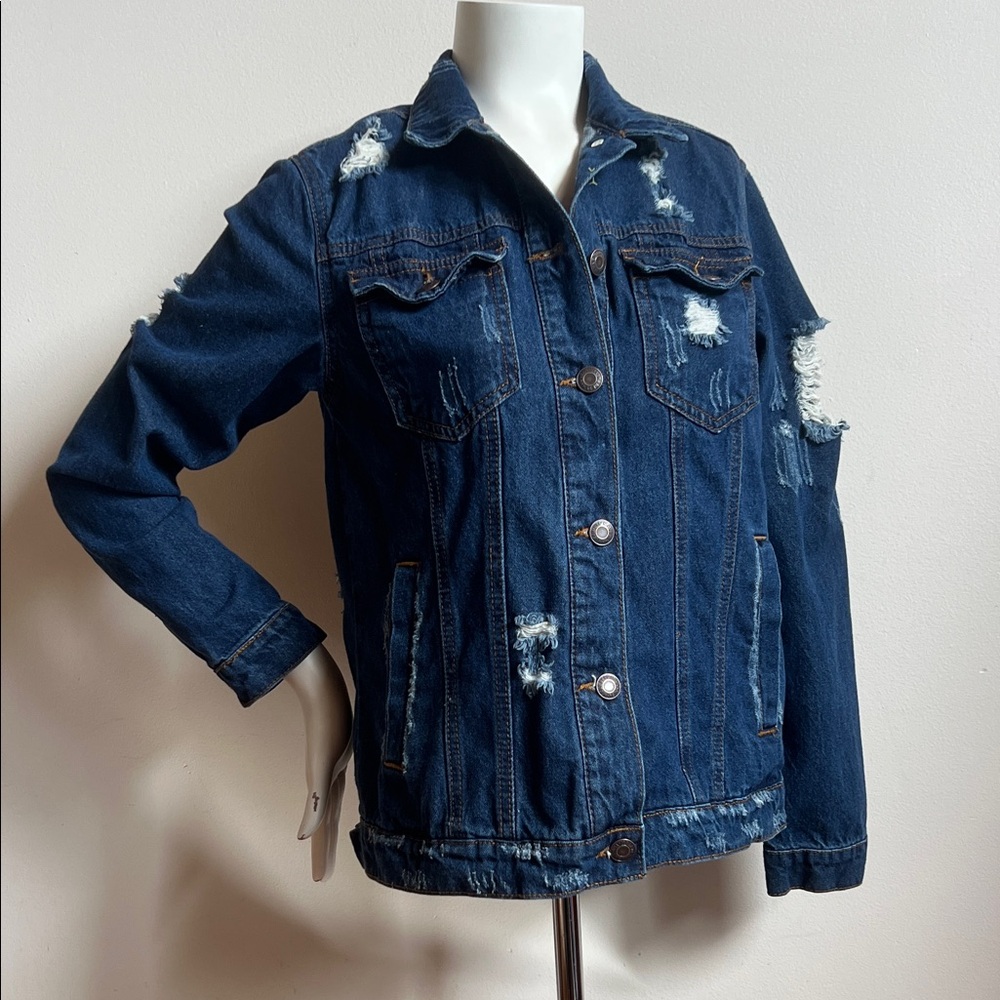 Wax Jean Dark Blue Distressed Jean Jacket